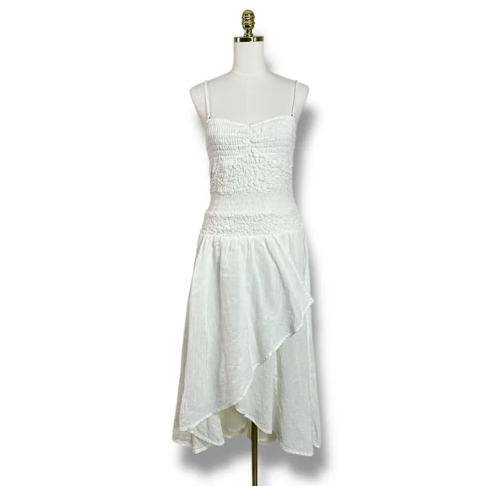 Free People Ethereal Fairy Sparkling Moment Midi Dress in White Size Large